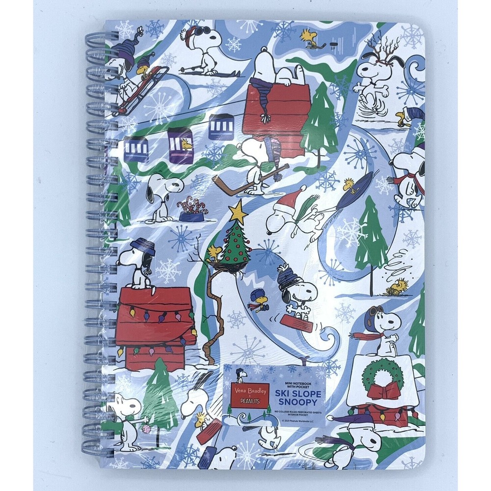 New Sealed Vera Bradley Mini Notebook Ski Slope Snoopy 160 Ruled Pages